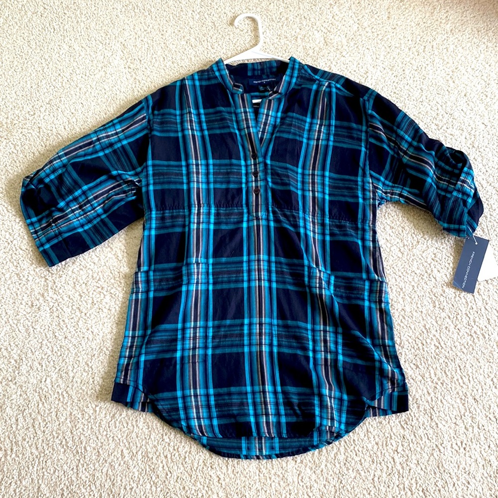 French Connection Women’s Loose Cotton Blouse With Pockets Brand New Size 0